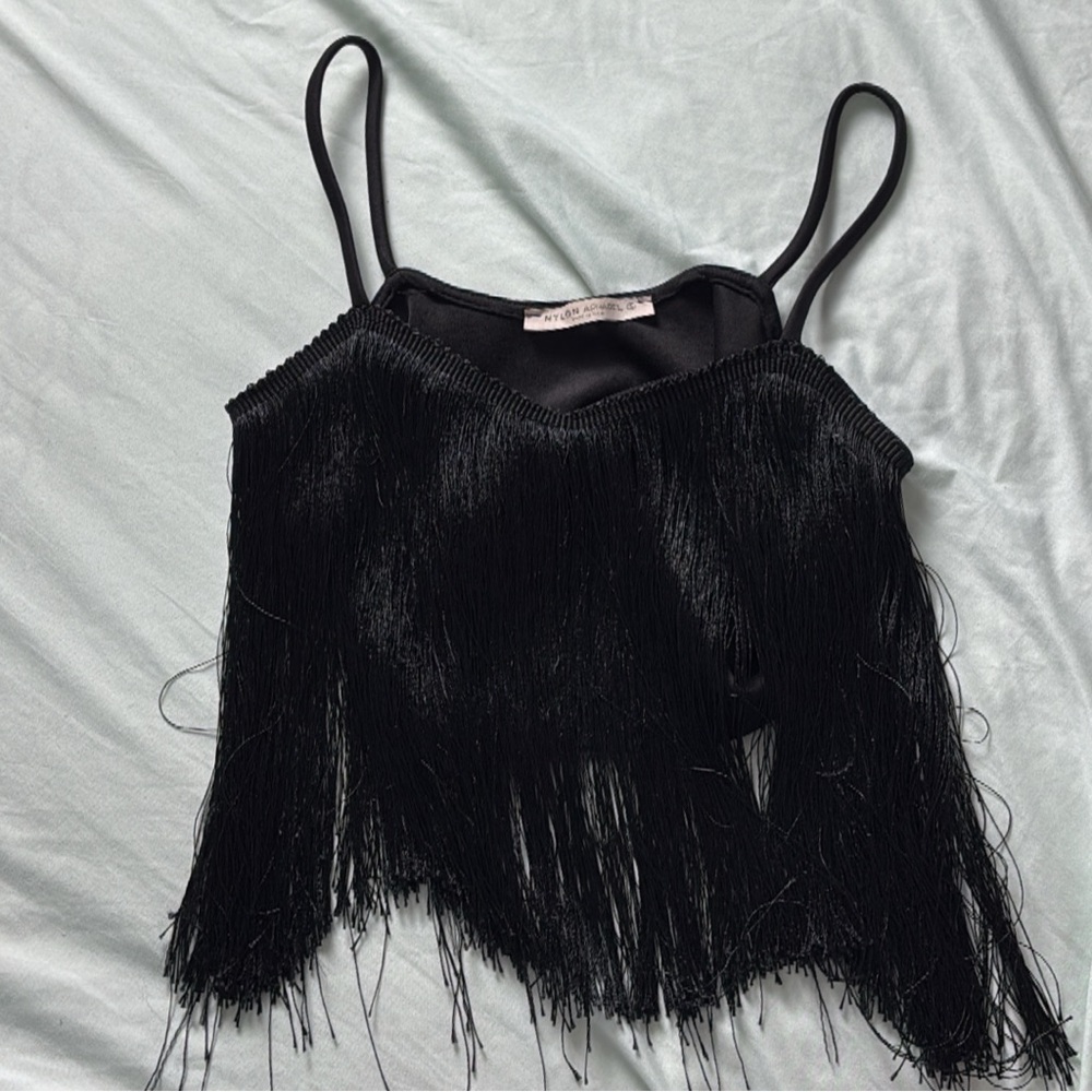 Black Fringe Camisole Top